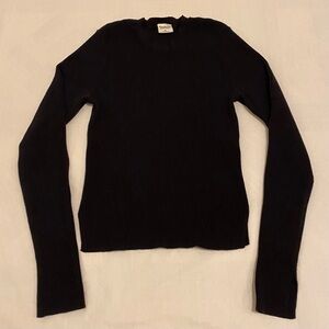 Abercrombie & Fitch Black Slim Rib Knit Mock Turtleneck Crop Top Sweater Size M